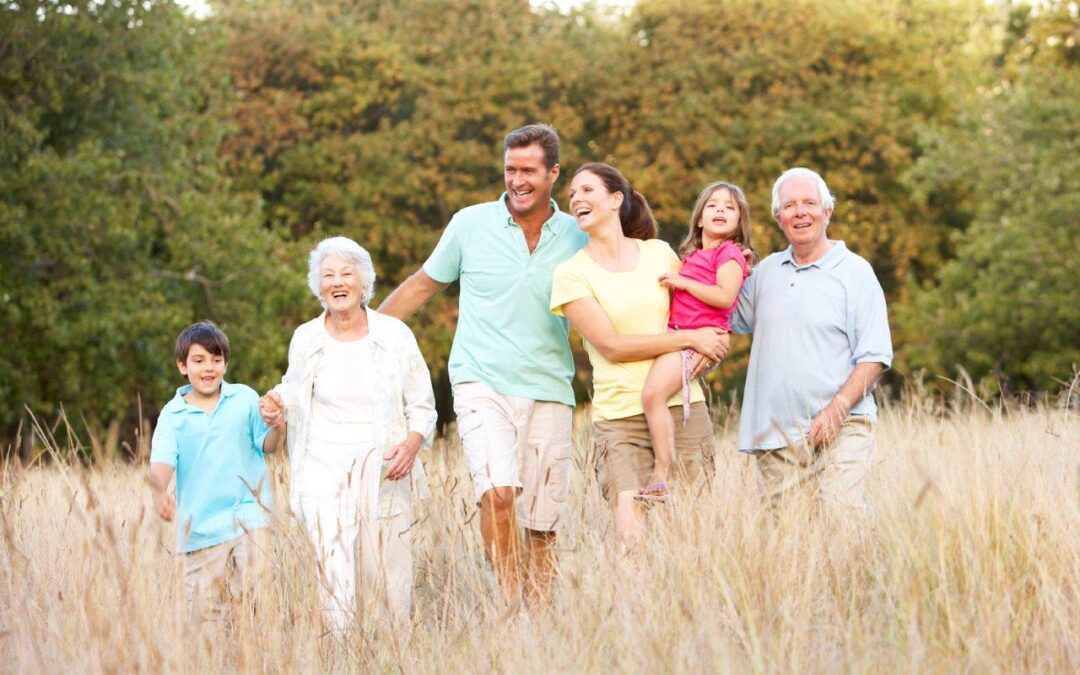 familie im feld