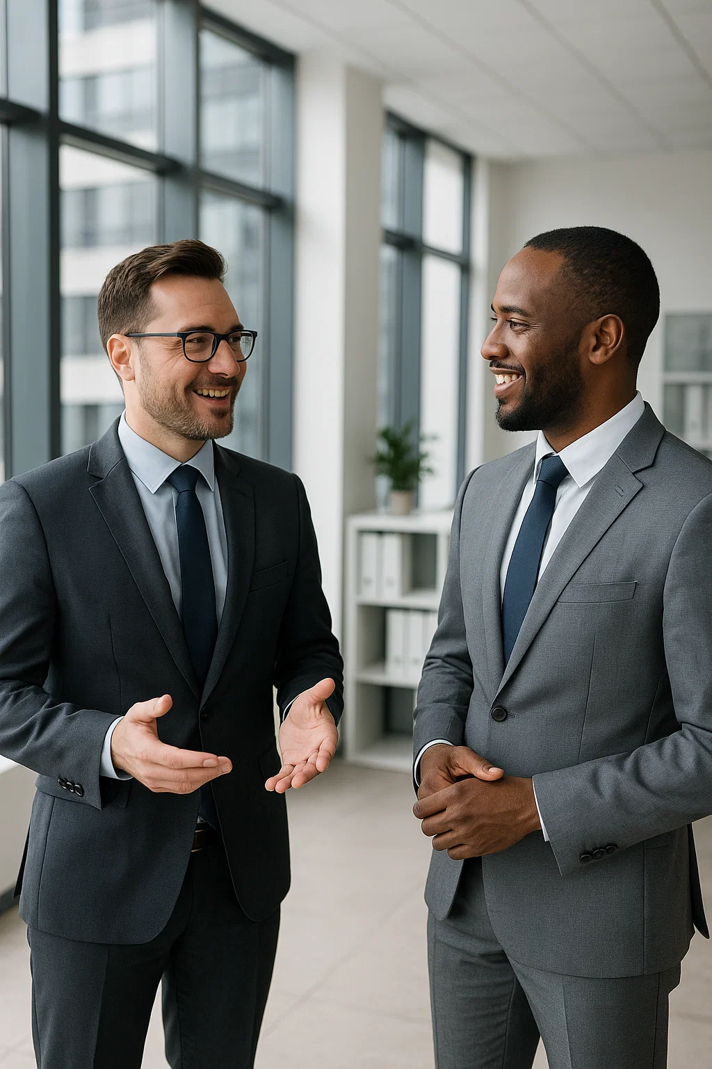 business man talk Geschäftsmänner im Gespräch über D&O Versicherung